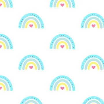 Seamless vector pattern with boho rainbow. Stock Illustration