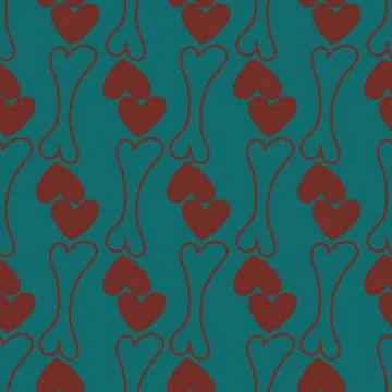 Seamless vector pattern with bones and hearts Stock Illustration