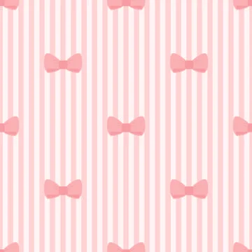 Seamless vector pattern with bows on a pastel pink strips background. イラスト素材