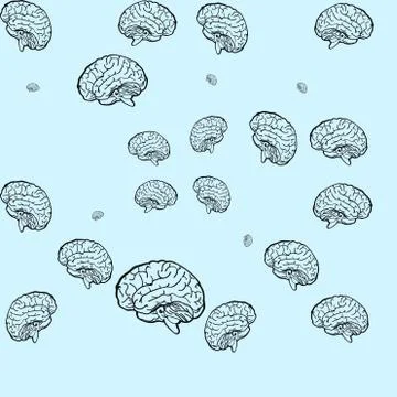 Seamless vector pattern of brain Stock Illustration
