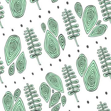 Seamless vector pattern with branches of fern Stock Illustration