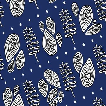 Seamless vector pattern with branches of fern Stock Illustration