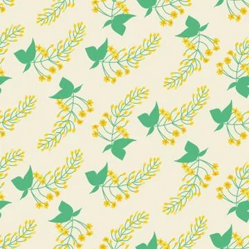 Seamless vector pattern with branches of yellow flowers Stock Illustration