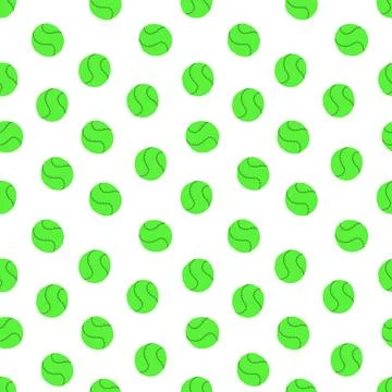 Seamless vector pattern with bright green tennis balls on white background Stock Illustration