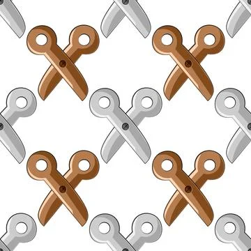 Seamless vector pattern with brown and gray scissors Stock Illustration