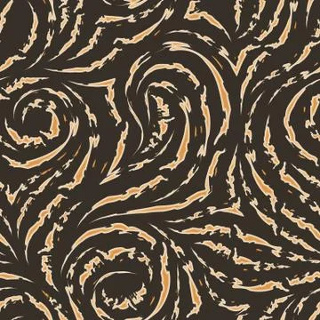 Seamless vector pattern on a brown background from flowing and broken lines w Stock Illustration