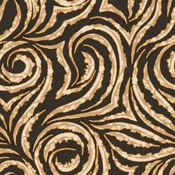 Seamless vector pattern on a brown background from flowing and broken lines Stock Illustration