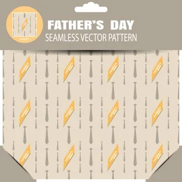 Seamless vector pattern with brown neckties and yellow stripe on the light .. Stock Illustration