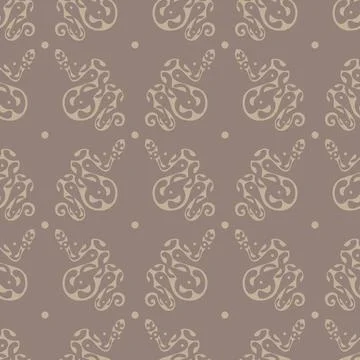 Seamless vector pattern with brown snakes in Maori style イラスト素材