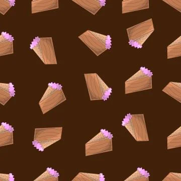 Seamless vector pattern with brown sweet Cake Stock Illustration