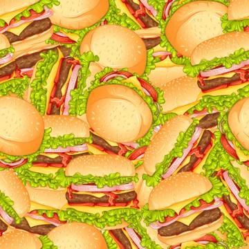 Seamless vector pattern with burger Stock Illustration