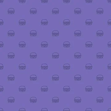Seamless vector pattern burger on purple scribble background. Stock Illustration