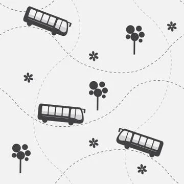 Seamless vector pattern with bus Illustrazione stock