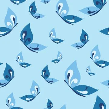 Seamless vector pattern with butterflies Stock Illustration