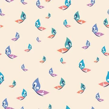 Seamless vector pattern with butterflies Stock Illustration