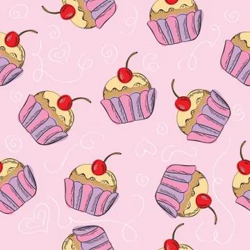 Seamless vector pattern with cakes Illustrazione stock