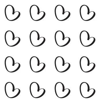 Seamless vector pattern with calligraphic hearts. Ornament for Valentine's day Stockillustratie