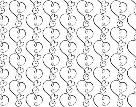 Seamless vector pattern with calligraphic hearts. Ornament for Valentine's day Illustrazione stock