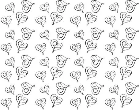 Seamless vector pattern with calligraphic hearts. Ornament for Valentine's day Stock-Illustration
