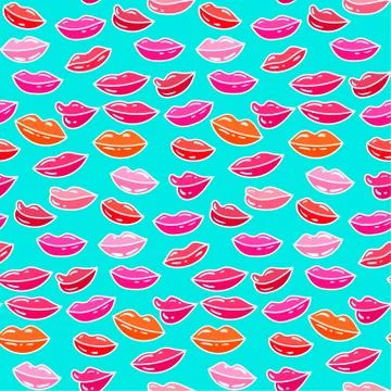 Seamless vector pattern candy shiny lips. Illustration of love, dating Stock Illustration