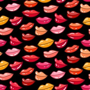 Seamless vector pattern candy shiny lips. Illustration of love, dating Stock Illustration