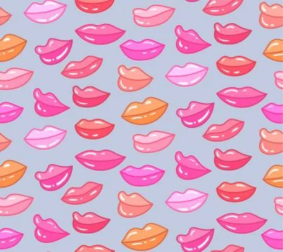 Seamless vector pattern candy shiny lips. Illustration of love, dating Illustrazione stock