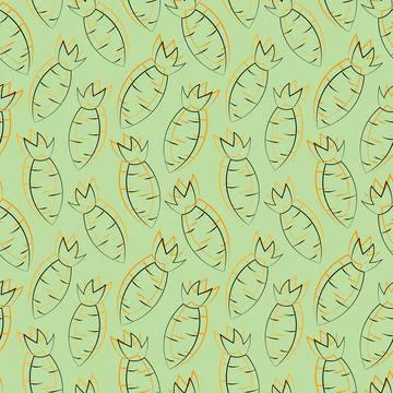 Seamless vector pattern with carrot on green background Stock Illustration