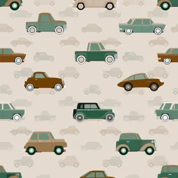 Seamless vector pattern with cars Stock Illustration