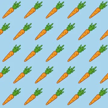 Seamless vector pattern with cartoon carrots. Stock Illustration