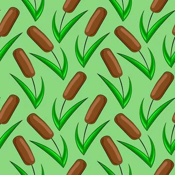 Seamless vector pattern with cartoon green reed Ilustração Stock