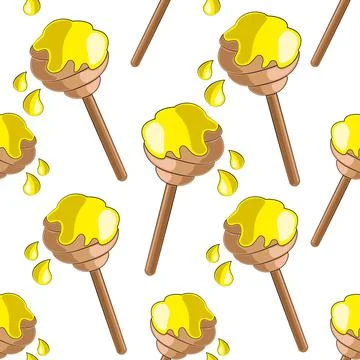 Seamless vector pattern with cartoon honey dipper Illustrazione stock