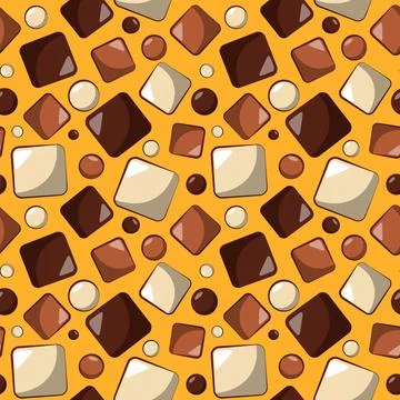 Seamless vector pattern with cartoon piece chocolate Stock Illustration