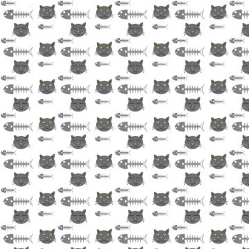 Seamless vector pattern cats and fishbone Stock-Illustration