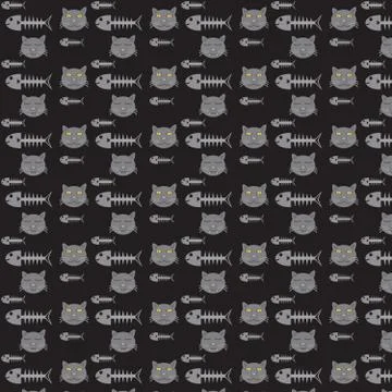 Seamless vector pattern cats and fishbone 스톡 일러스트
