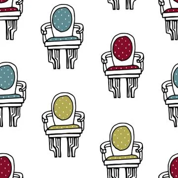 Seamless vector pattern with chairs Stock Illustration