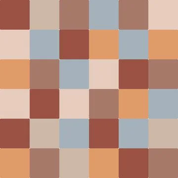 Seamless vector pattern with Checkers in muted warm colors, trendy checks Stock Illustration