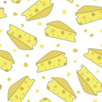 Seamless vector pattern with cheese Stock Illustration
