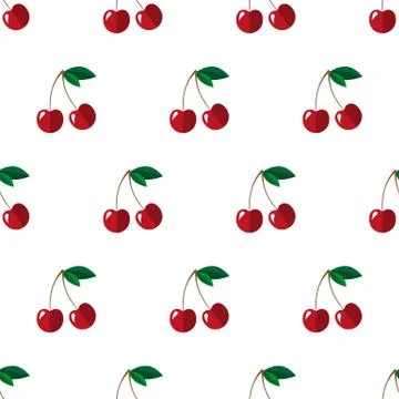 Seamless vector pattern with cherry Stock Illustration