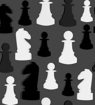 Seamless vector pattern with chess on grey background Stock Illustration