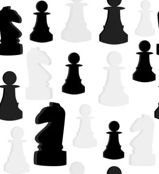 Seamless vector pattern with chess on white background Illustrazione stock