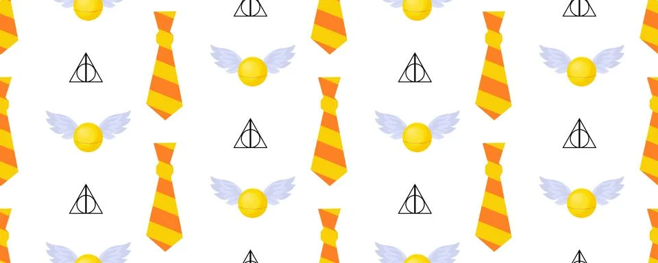 Seamless vector pattern. Children's design. Gryffindorf characters. The tie i 스톡 일러스트