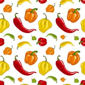 Seamless vector pattern with chili peppers Stock Illustration