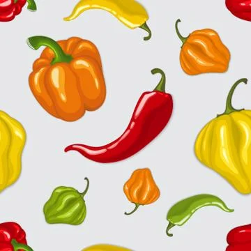 Seamless vector pattern with chili peppers Stock Illustration