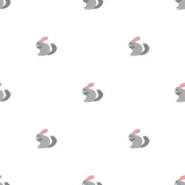 Seamless vector pattern with chinchilla on white background. Stock Illustration