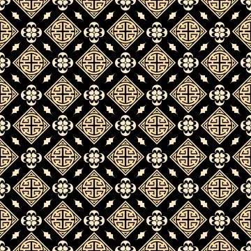 Seamless vector pattern. Chinese symbols - wealth, prosperity in career. Stock Illustration