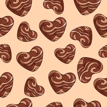 Seamless vector pattern of chocolates, gingerbread in the shape of a heart Illustrazione stock