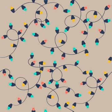 Seamless vector pattern: Christmas garland background. Simple christmas texture Stock Illustration