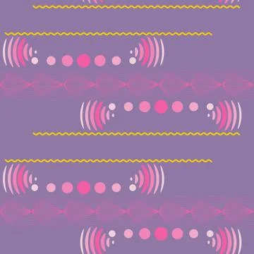 Seamless vector pattern with circles and waves Stock Illustration