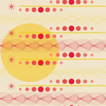 Seamless vector pattern with circles and waves in retro style Illustrazione stock