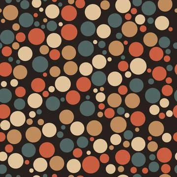Seamless vector pattern with circles of different colors on a dark background Stock Illustration